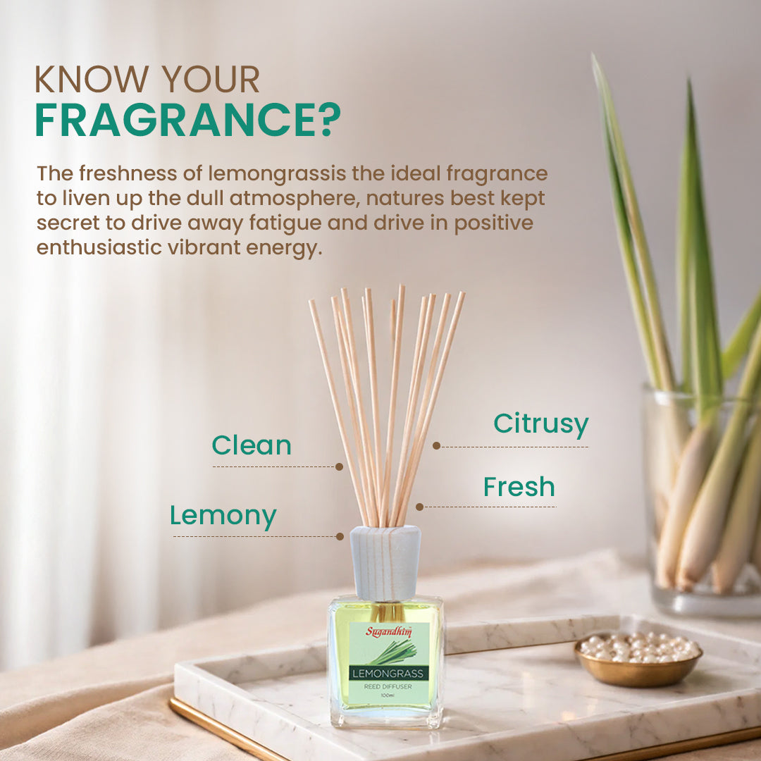 Reed Diffuser Lemongrass - 100ml + 5 Sticks