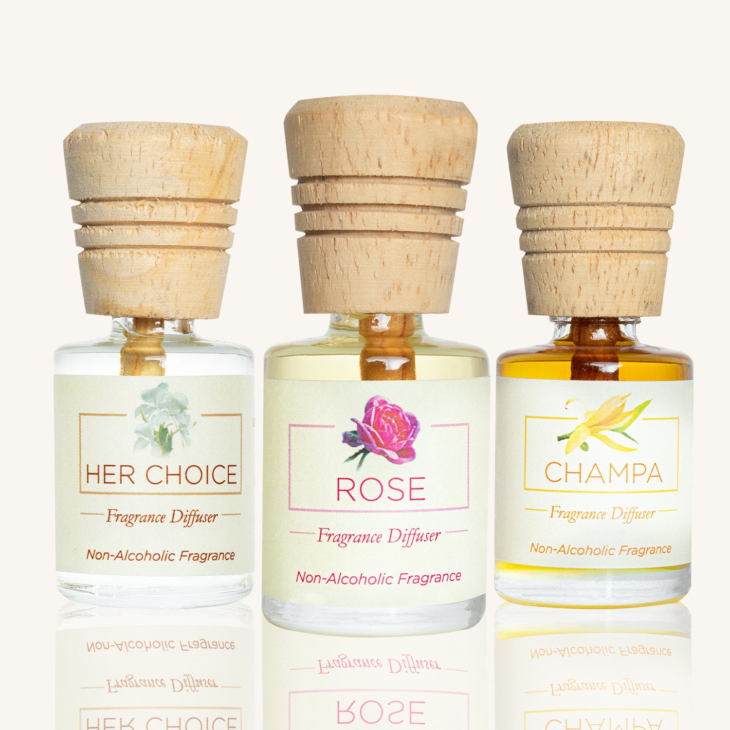Fragrance Diffuser Indian Floral Trio - Champa, Rose & Her Choice - 10mlX3
