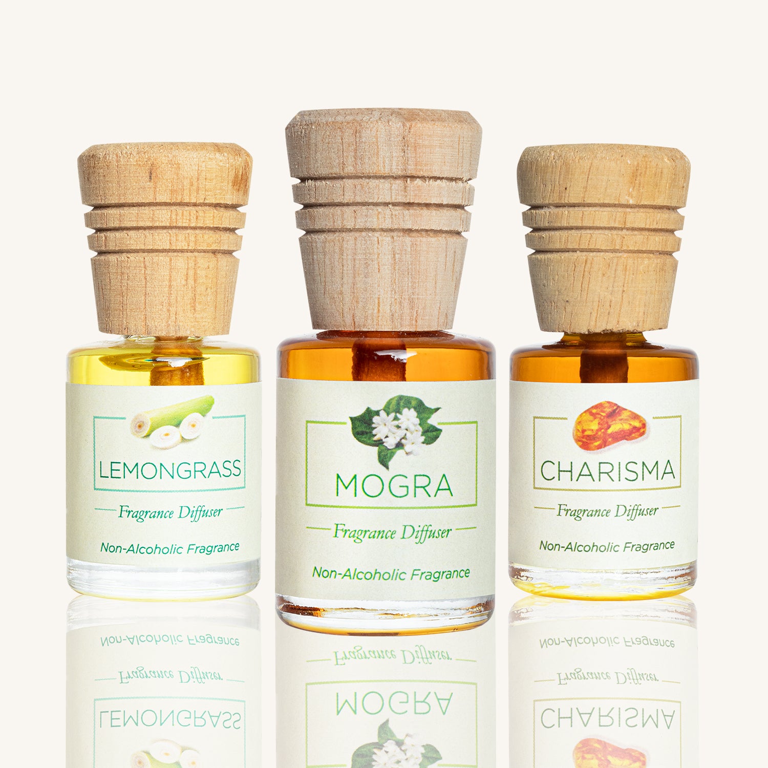 Fragrance Diffuser - Charisma, Mogra & Lemongrass - 10mlX3