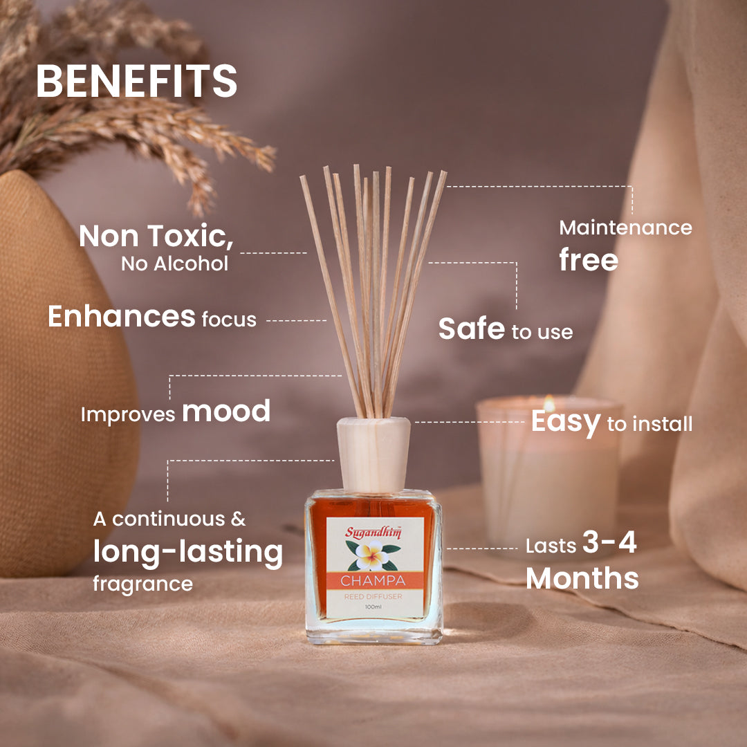 Reed Diffuser - Blaze, Champa & Charisma fragrance - 100mlX3