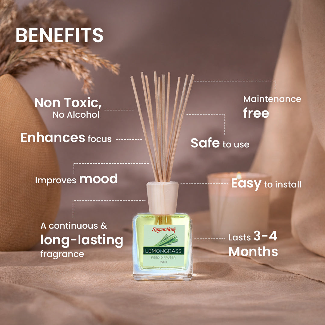 Reed Diffuser Lemongrass - 100ml + 5 Sticks