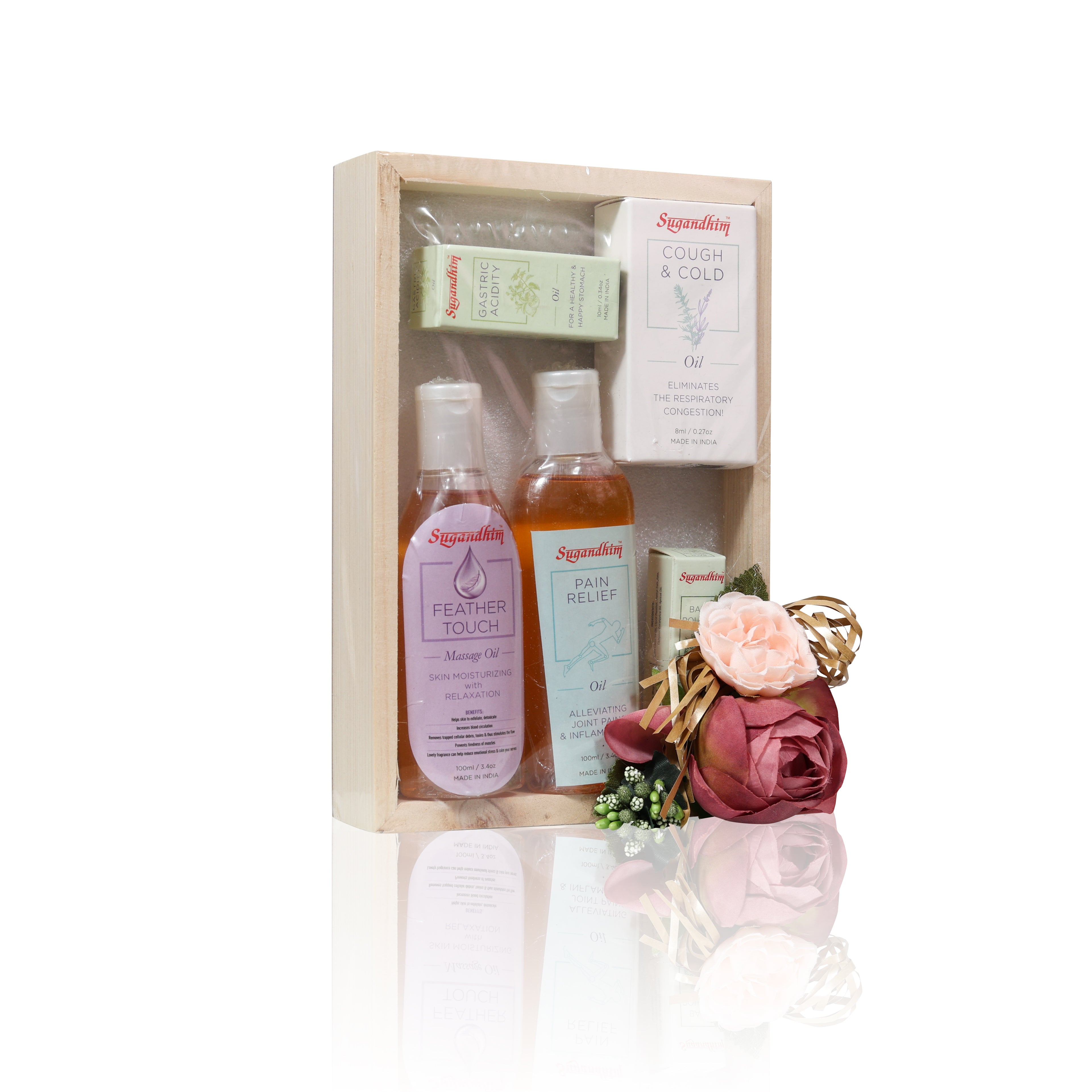 Sugandhim Healing Oils Kit Gift - 5 Products Gifting with Wooden Tray