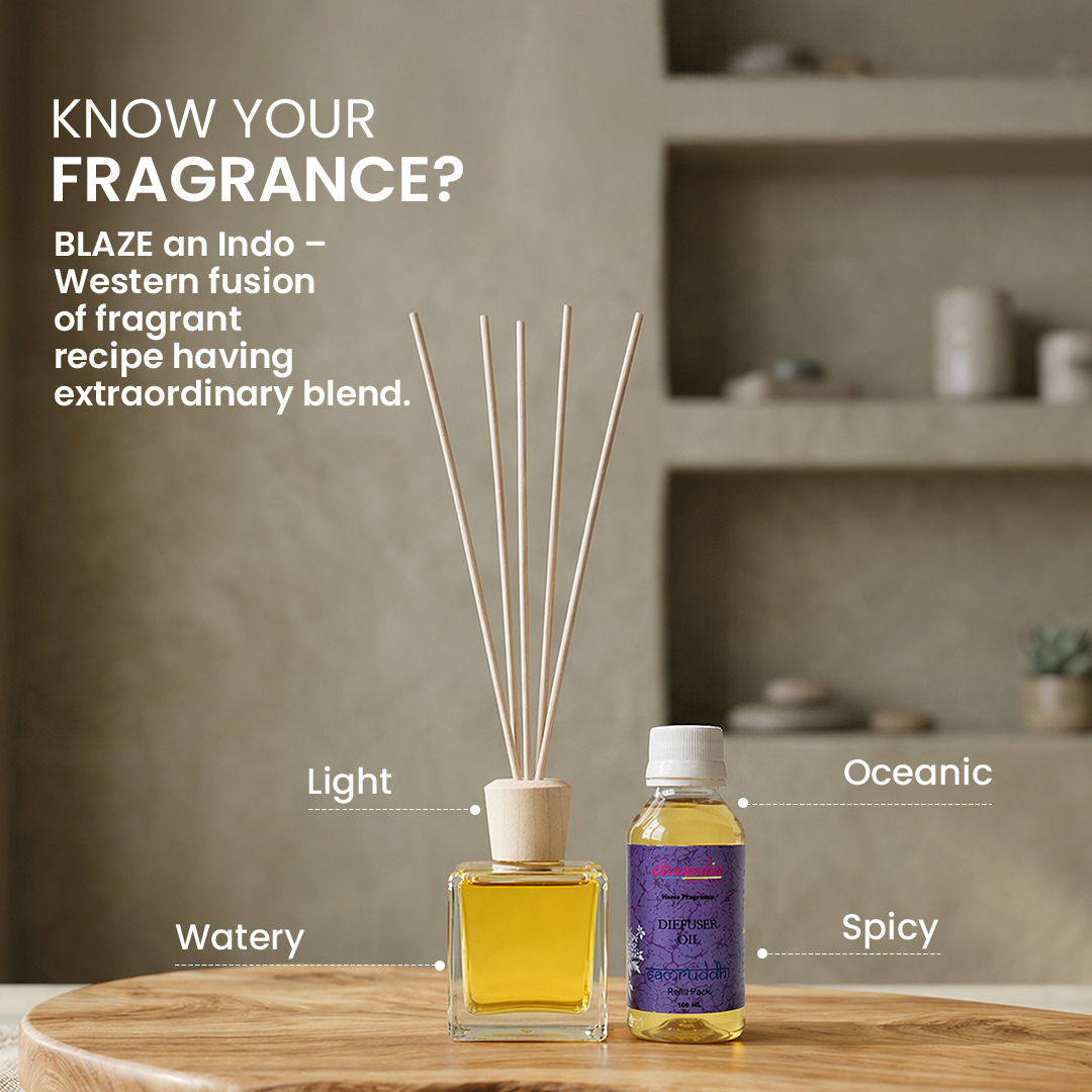 Anandin Reed Diffuser - Samruddhi/Blaze Fragrance - 200ml+10Sticks
