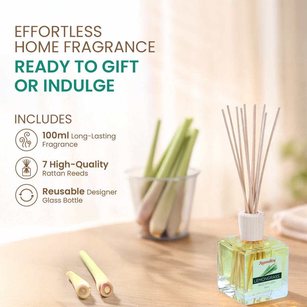 Reed Diffuser Lemongrass - 100ml + 5 Sticks