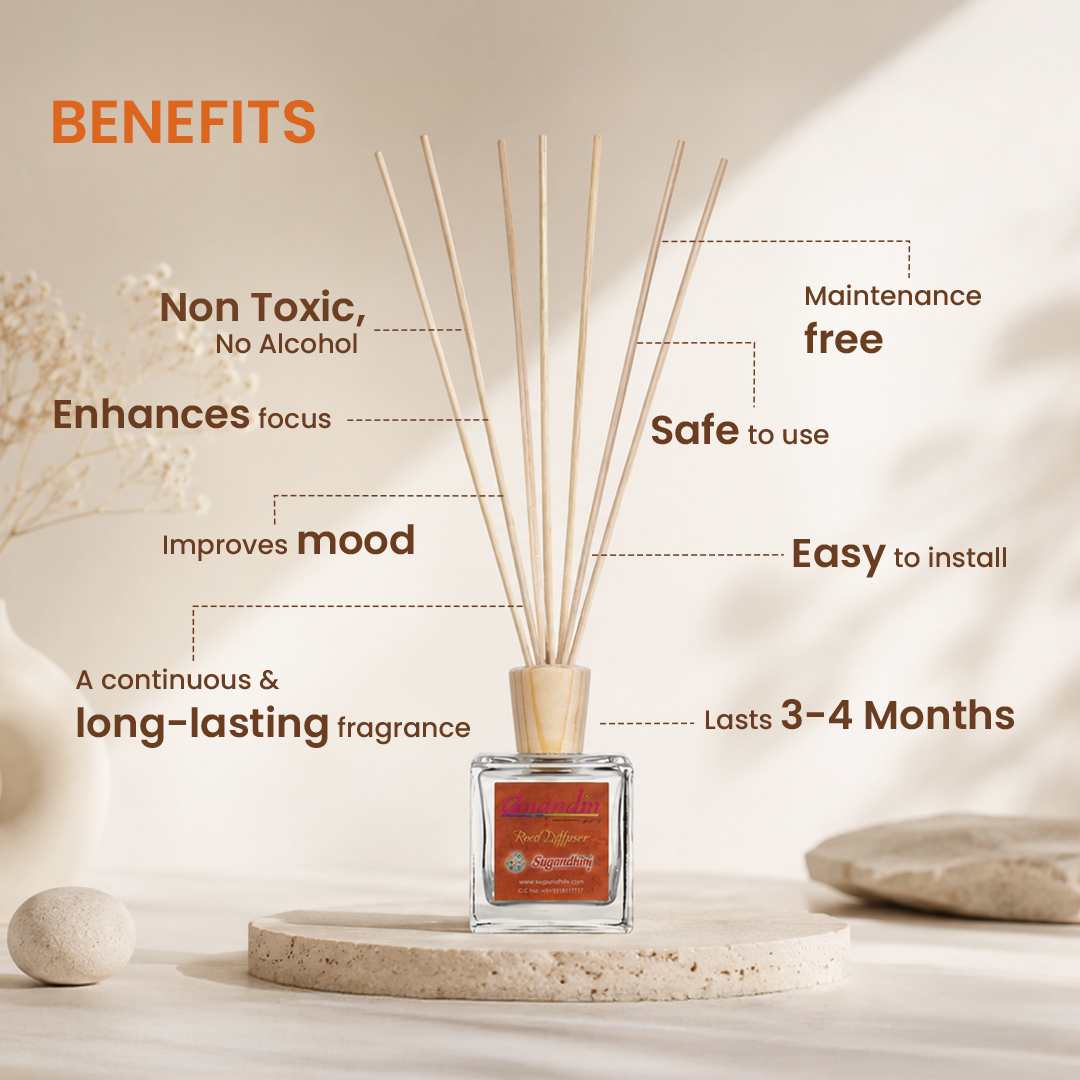 Anandin Reed Diffuser - Champa Fragrance - 200ml + 10 Sticks