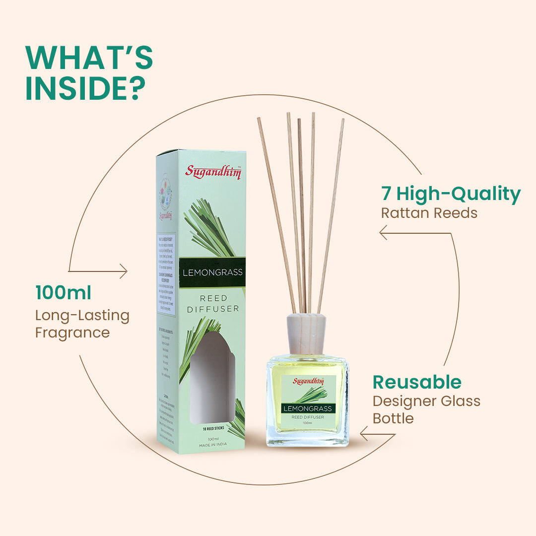 Reed Diffuser Lemongrass - 100ml + 5 Sticks