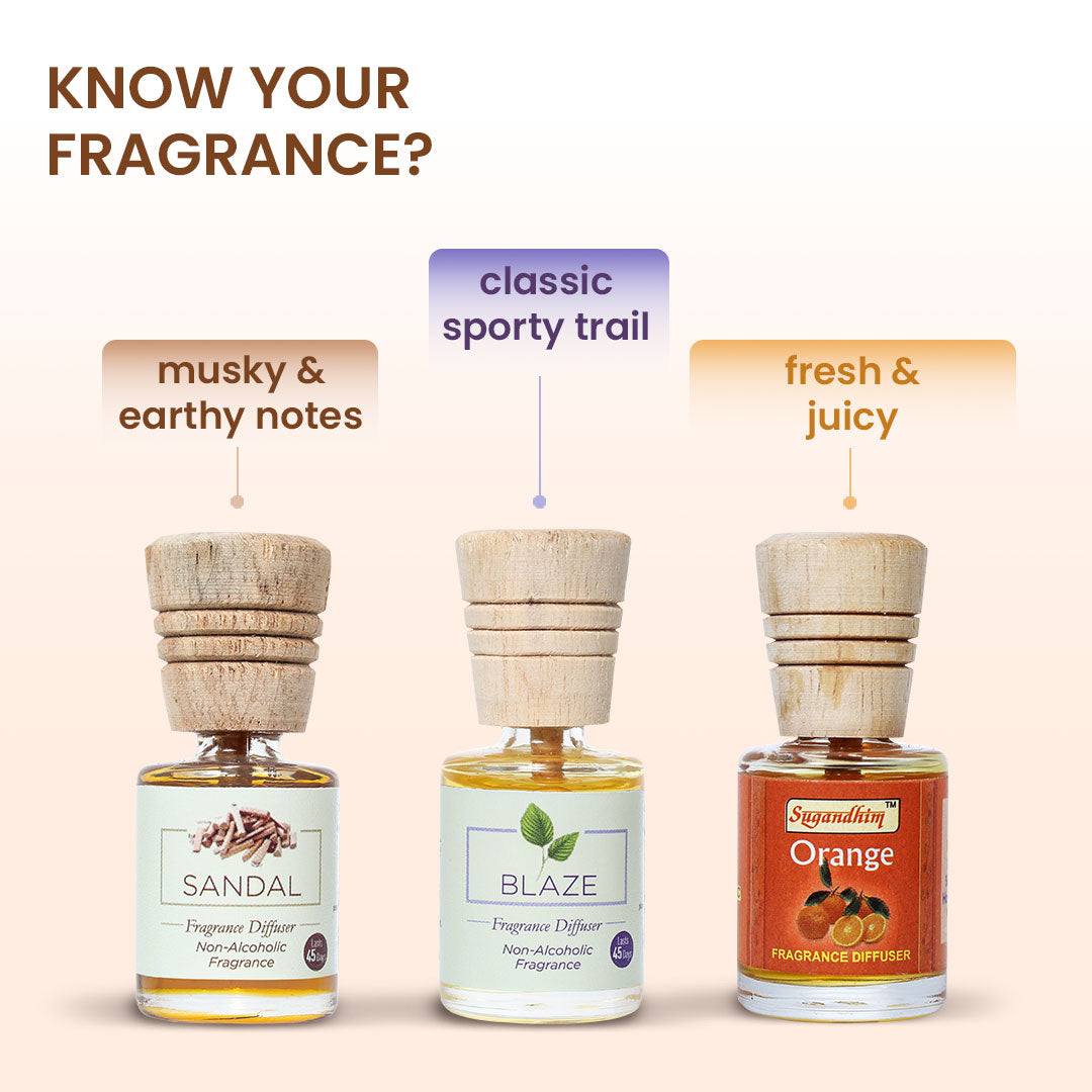 Fragrance Diffuser - Sandal, Blaze & Orange - 10mlX3