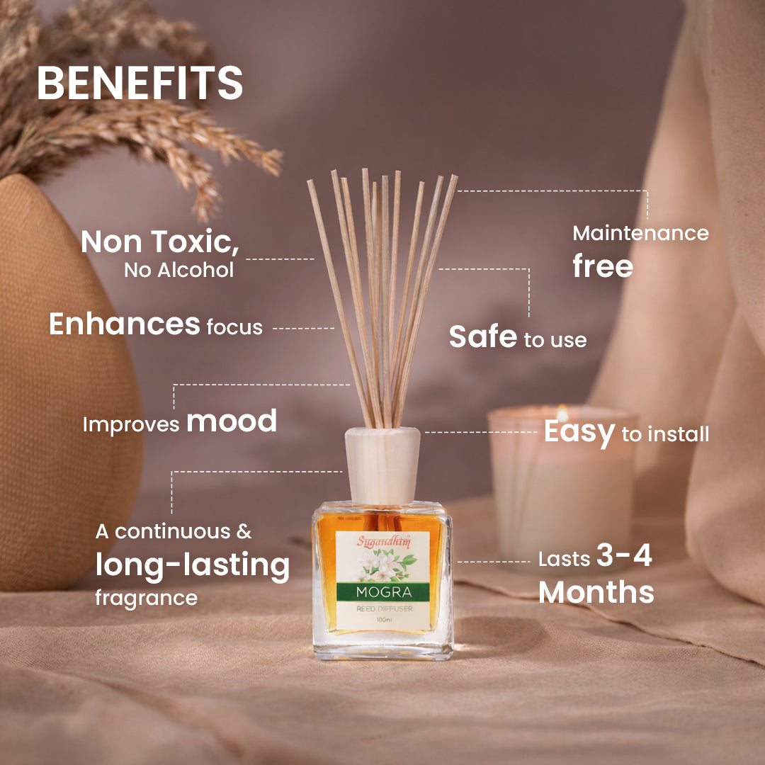 Reed Diffuser Mogra - 100ml + 5 Sticks
