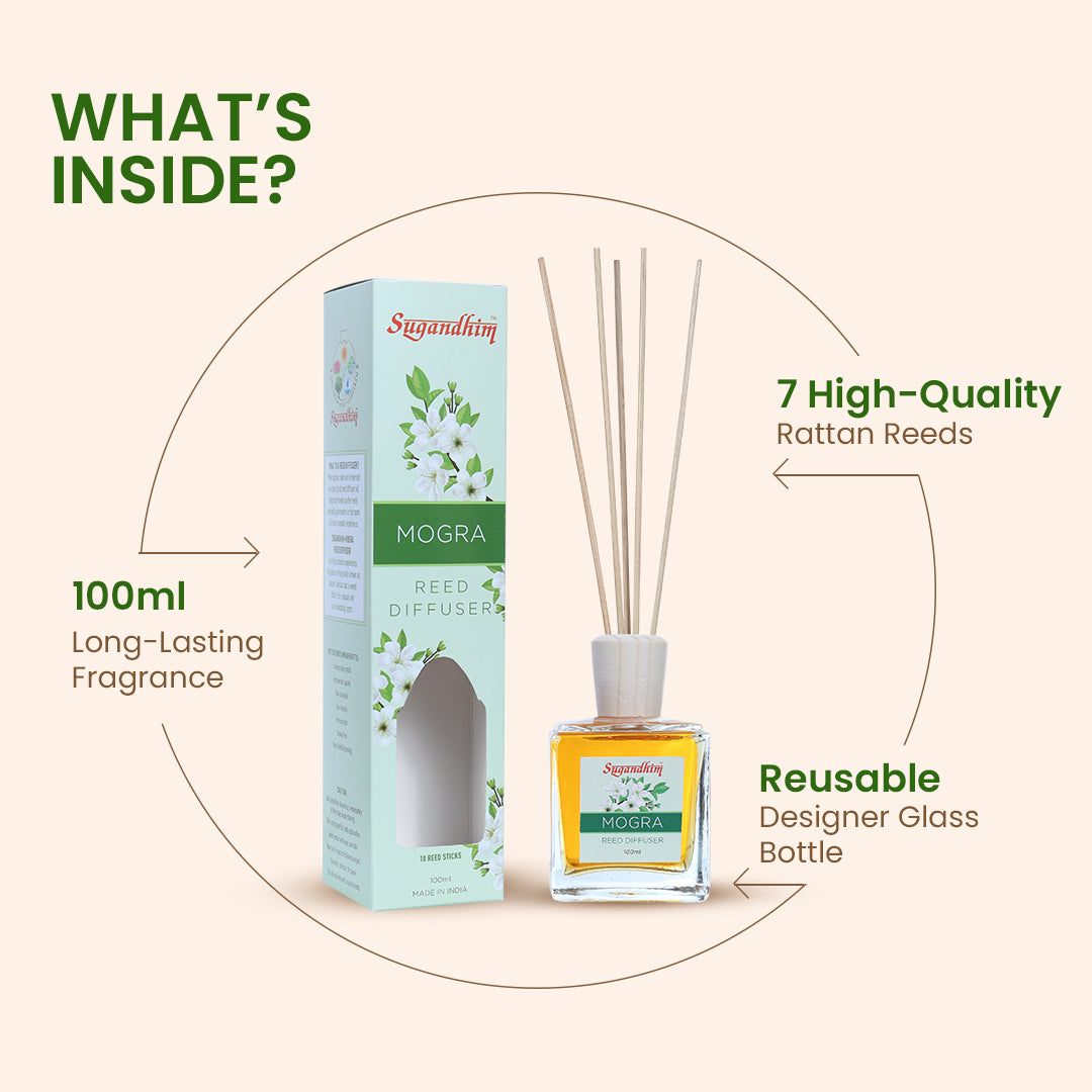 Reed Diffuser Mogra - 100ml + 5 Sticks