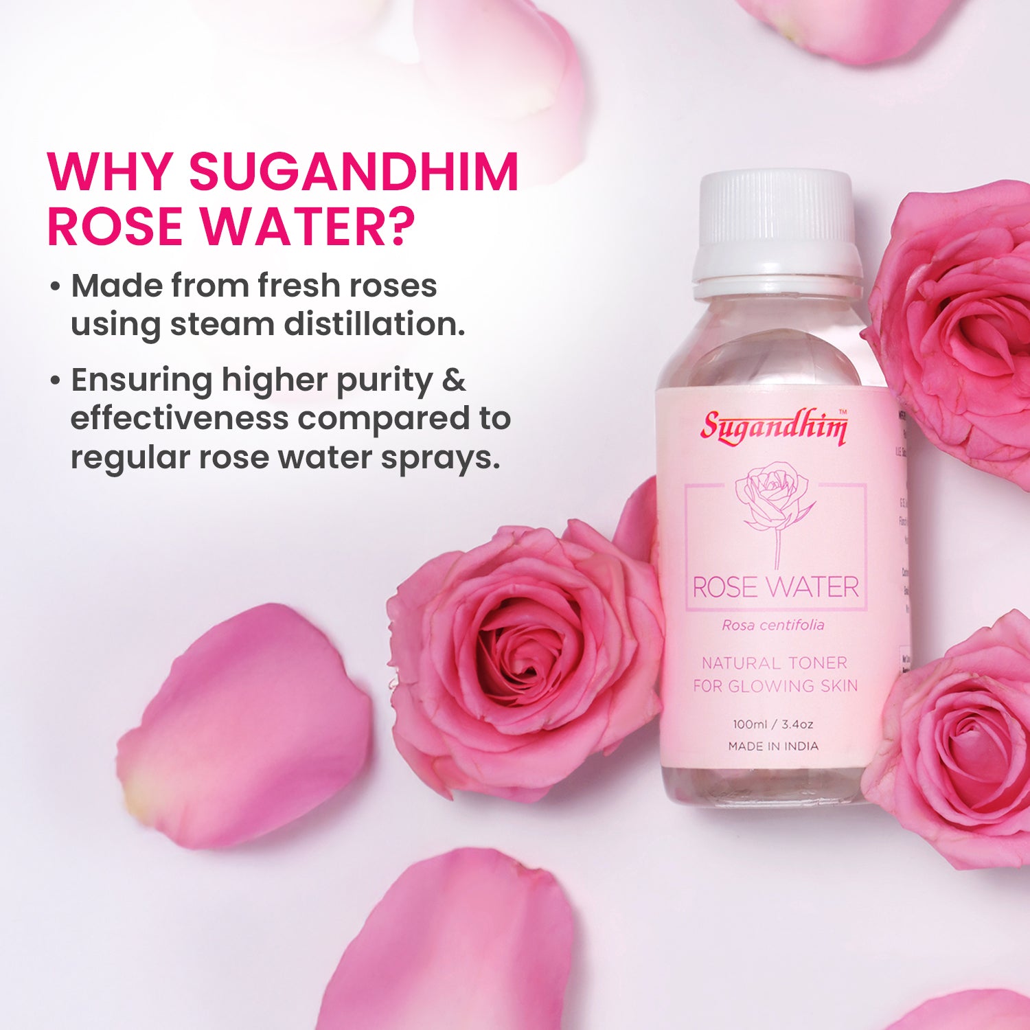 Rose Water For Skin, Face and Hair - 100ml