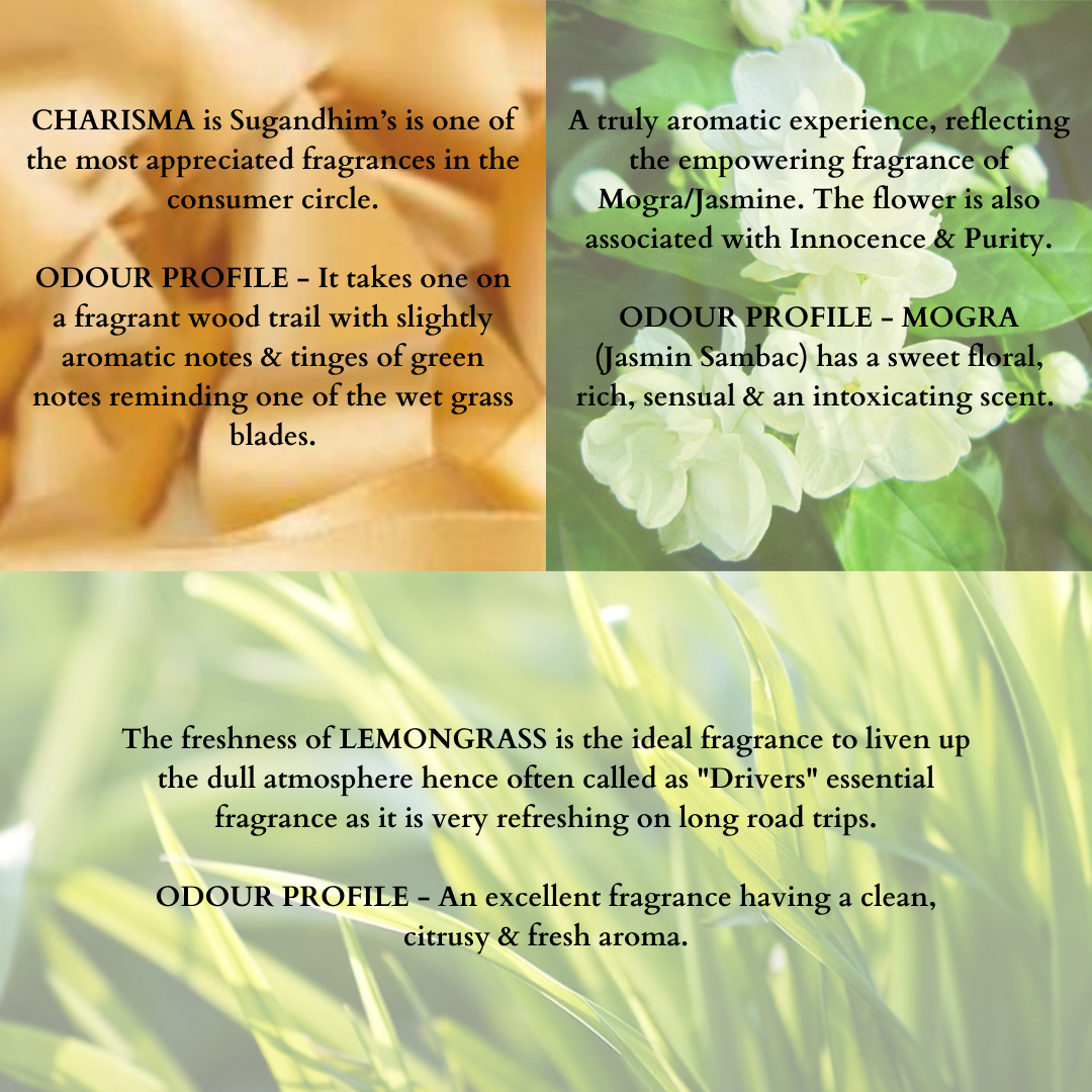 Fragrance Diffuser - Charisma, Mogra & Lemongrass - 10mlX3