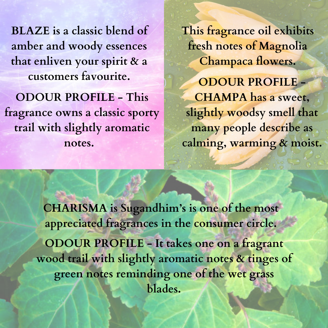 Mahak Charisma, Champa & Blaze Car Fragrances - 15mlX3
