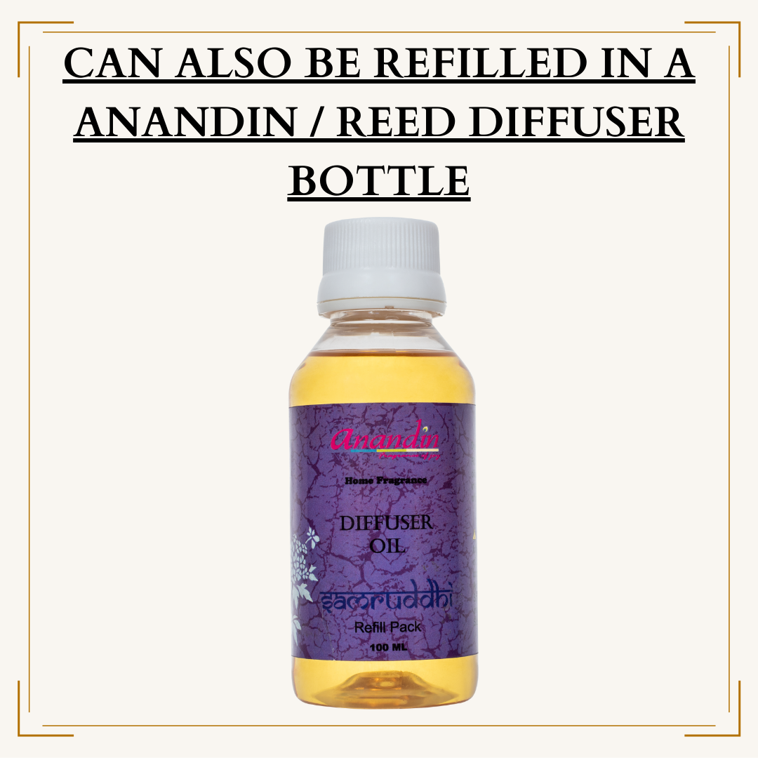 Anandin Diffuser Refill Oil - Samruddhi/Blaze Fragrance - 100 ml + 5 sticks
