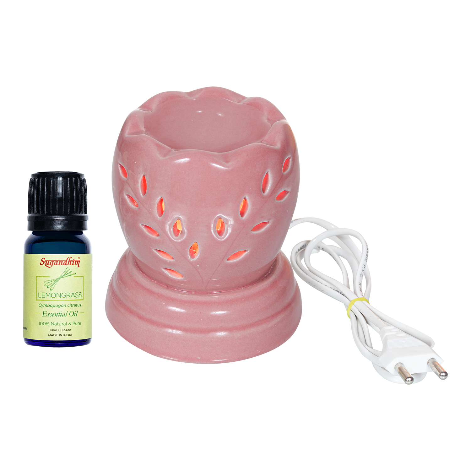 Electric Diffuser with 10ml Lemongrass Essential Oil - Charming Pink Colour