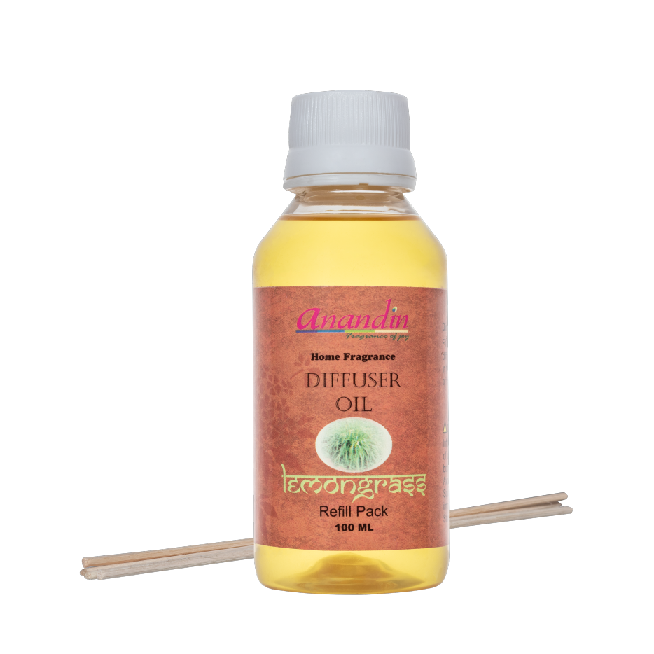 Anandin Diffuser Oil Refill - Vriddhi/Lemongrass Fragrance - 100ml + 5 Sticks