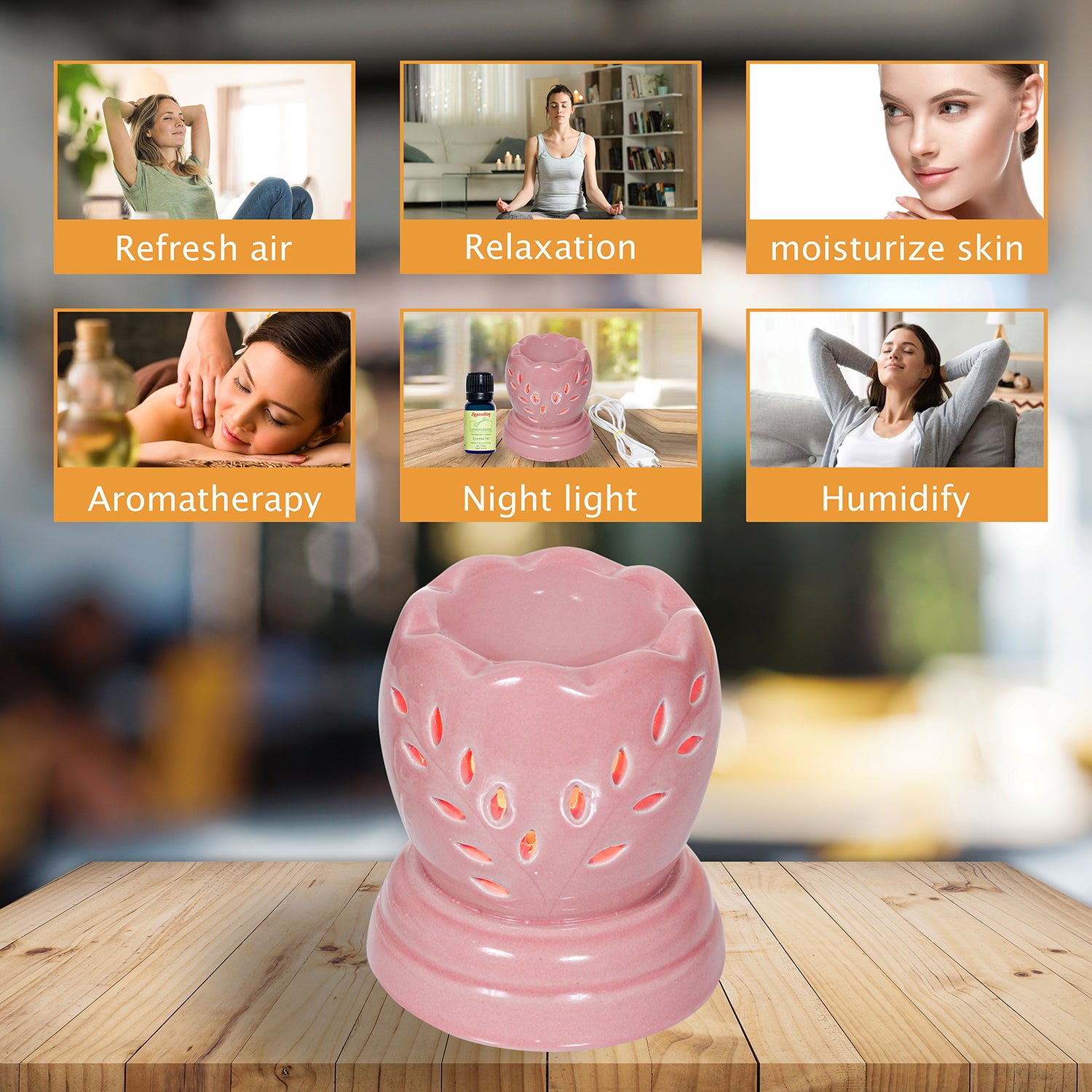Electric Diffuser with 10ml Lemongrass Essential Oil - Charming Pink Colour