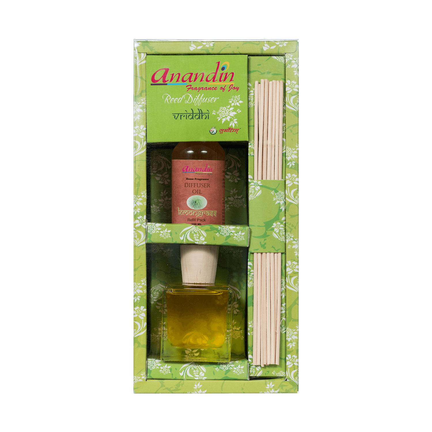 Anandin Reed Diffuser - Vriddhi/Lemongrass Fragrance - 200ml+10Sticks